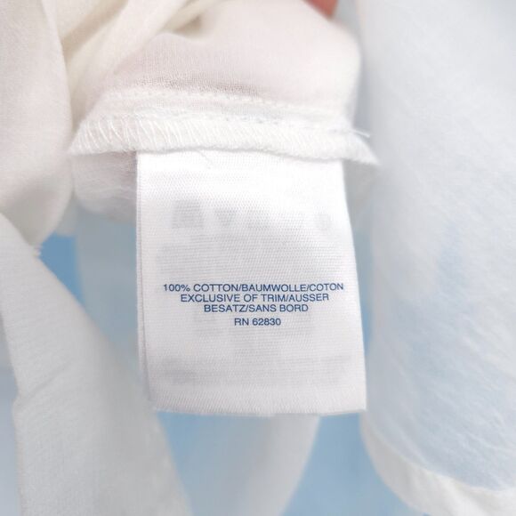 Lands' End Button Front Swim Cover-Up Shirt Size M white crochet trim beach - Picture 6 of 9